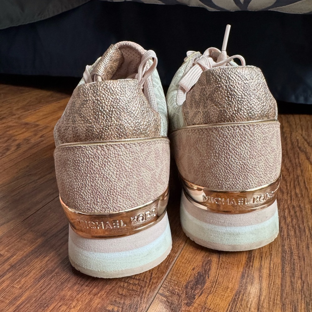 Michael Kors Women's Blush and Metallic Sneakers - Picture 3 of 6